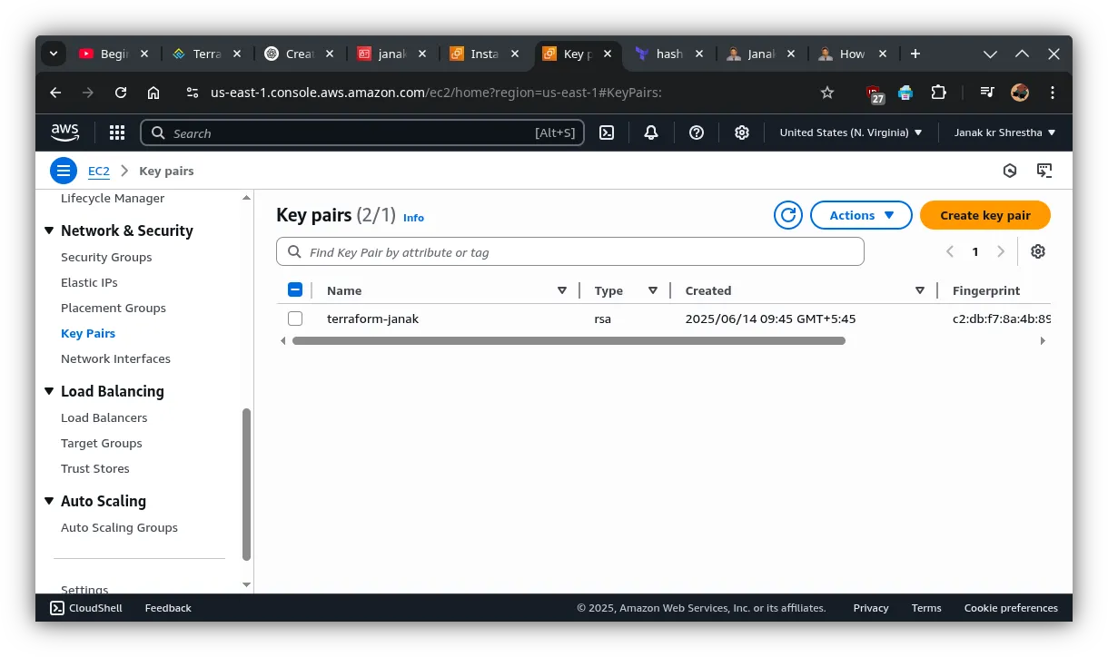 aws key pair create